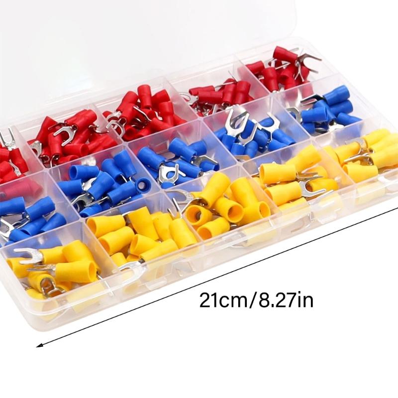 200PCS Insulated Wire Terminals Set Cold Press Electrical Connectors PVC Insulated Crimp Terminals For Home & Auto