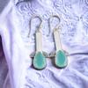 Gioielli in Argento Sterling 925 con Pietra di Calcedonio Acquamarina Naturale Orecchini a Pendente 2,00" EE-36-17