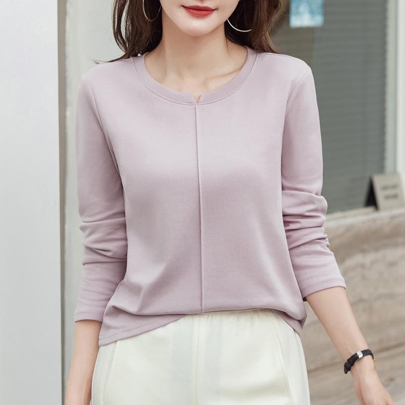 Women's Casual Long-Sleeve Thick Slimming Loose Solid Base Layer Top for Autumn/Winter