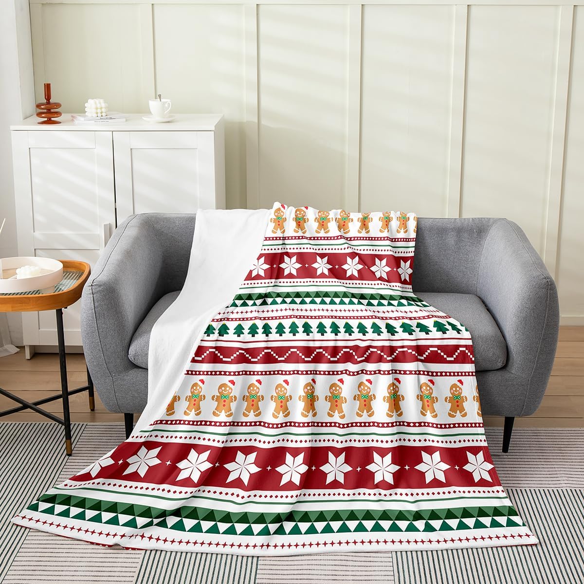 

GUOYU Blanket Patchwork Christmas Flannel Blanket Plush Fuzzy Santa Claus Reindeer Fleece Throw Blanket Boys Girls Snowman Plush Lightweight 75x100cm (30x40inch)