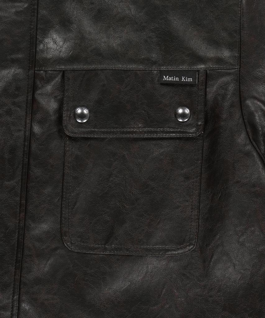 MATIN KIM Faux Leather Safari Jacket In Brown