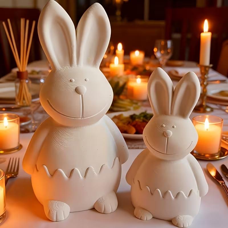 Easter Themed Resin Silicone Mold for Gypsum Decorative Rabbit & Eggshell Design Home Desktop Festive Atmosphere Gift Idea