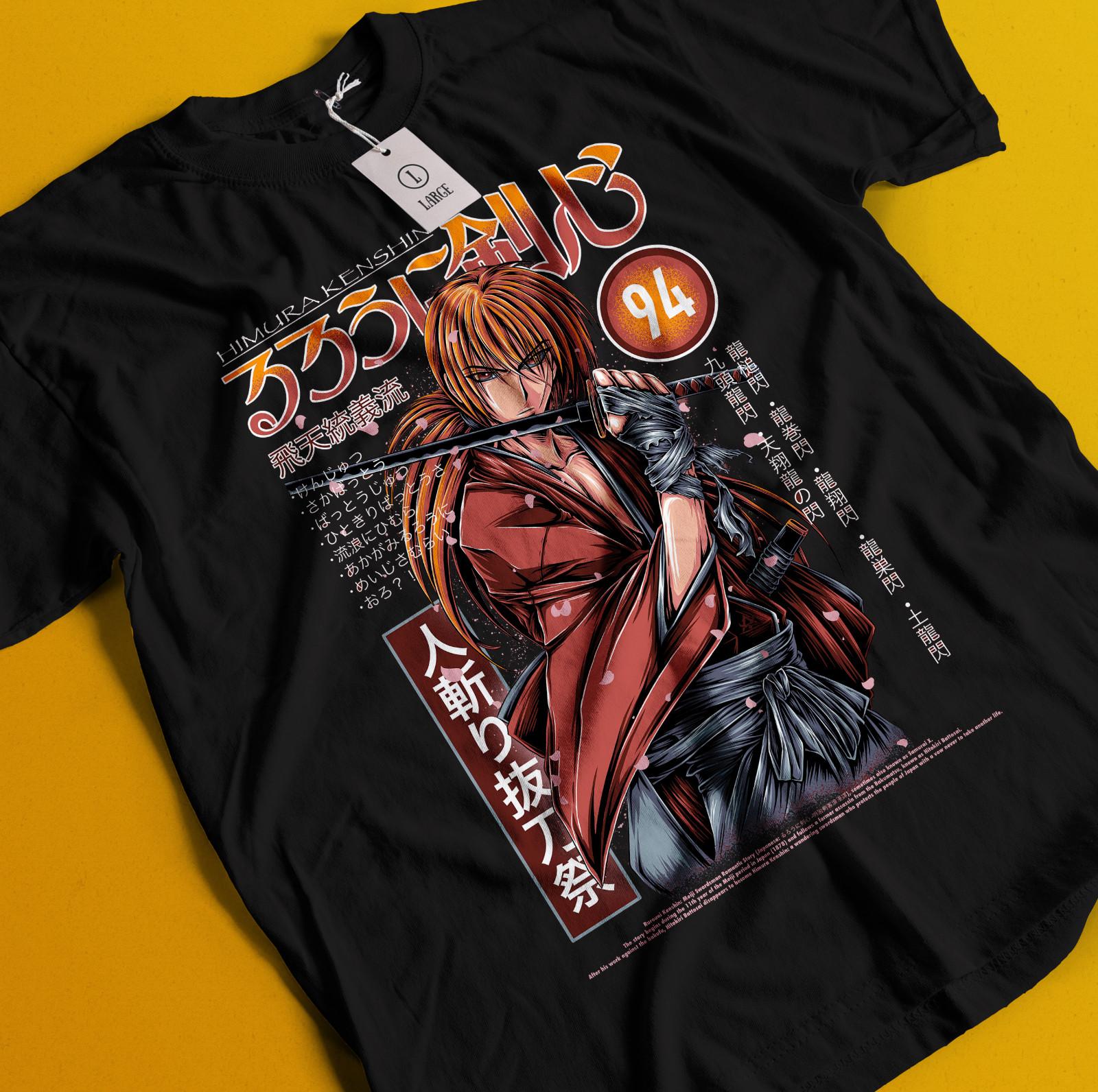 Rurouni Kenshin Shirt Samurai Himura T-Shirt Mens Womens Tees Top Makoto Shishio Aoshi Saito Hajime S