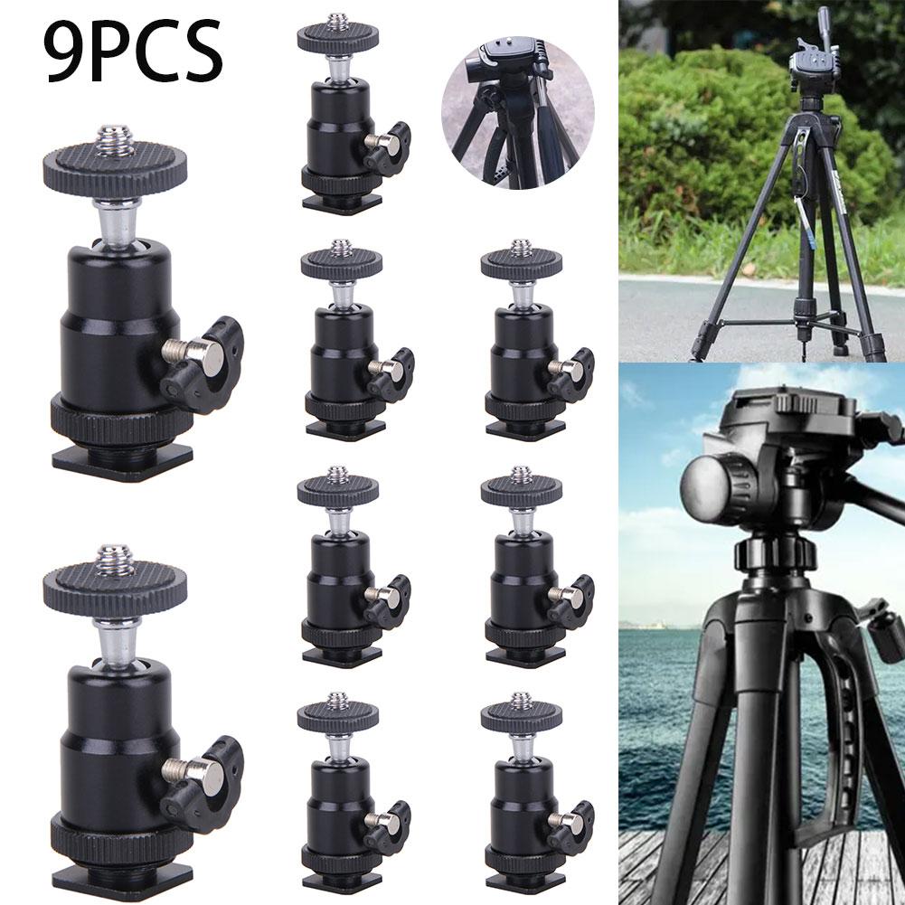 

9Pcs 1/4 Hot Shoe Adapter Mini Cradle Ball Head Camera Light Flash Bracket for G