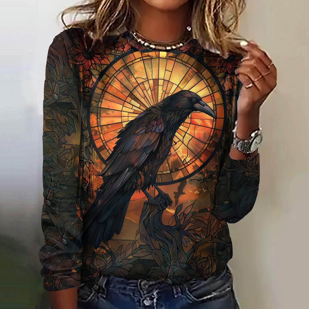 Halloweenské speciální oblečení Dámská podzimní/zimní trička Bláznivý přízrak Dlouhý rukáv Imitace bavlny Tričko Kulatý výstřih Topy Ne