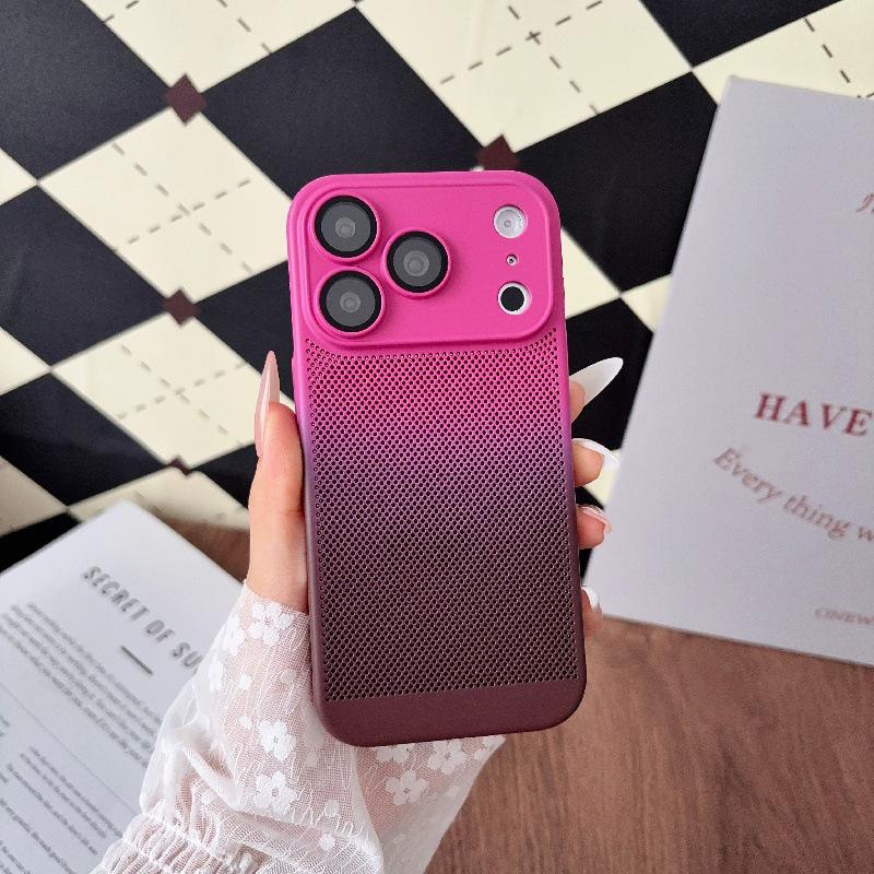 iPhone 17 Pro Max Gradient Mesh Heat Dissipation Case iPhone 17 Air чёрный/ярко-розовый