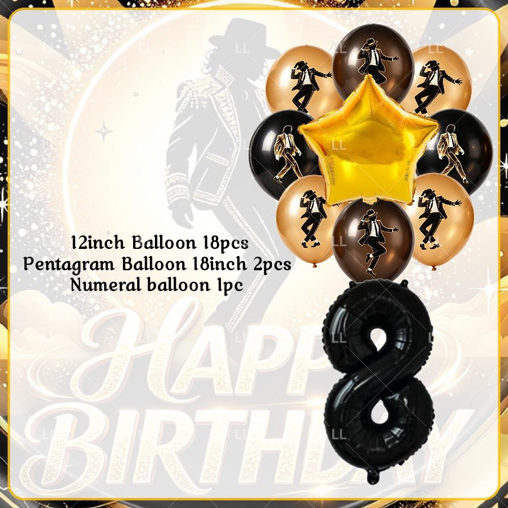 Michael Jackson Fans Birthday Party Decoration Retro 80s 90s Music Banner Tableware Cups Plates Napkin Tablecloth Supplies Gift