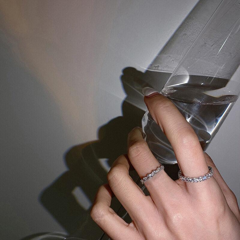 Inel cu zircon Inele de oțel inoxidabil cu zirconiu clasic Moda de lux Femei Inele cu personalitate Fete Norocoase Cadouri pentru petrecere de nuntă