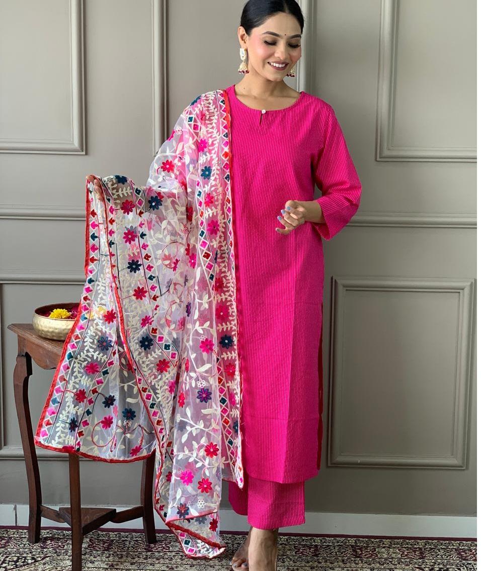 

Indian Women Top Tunic Kurti Salwar Suit Designer Party Wear Kurta Pant Dupatta Set