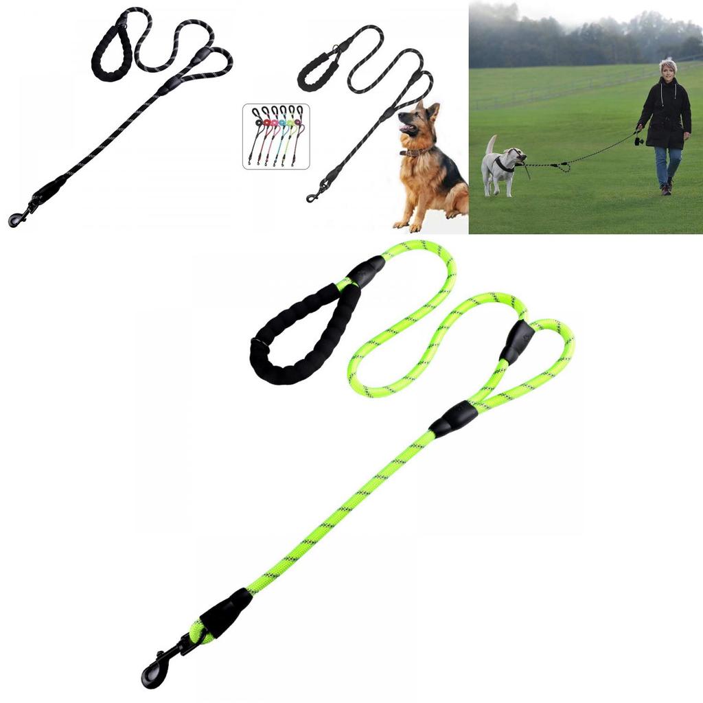 Pet Traction Rope Nylon Reflective Double Dog Leash With Nonextendable Design For Walking And Training