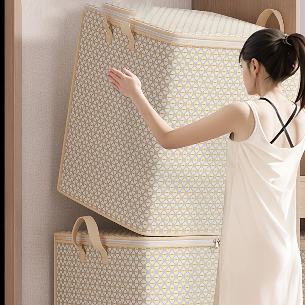 Extra Large Fabric Storage Bin for Blankets Bed Linens Clothes and Underwear Portable and Lightweight with Zippers and Handles Easy To Carry