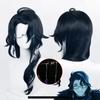 Genshin Impact Regrator Pantalone Cosplay Wigs Glasses Pantalone Fatui Dark Blue Wigs + Free Wig Cap