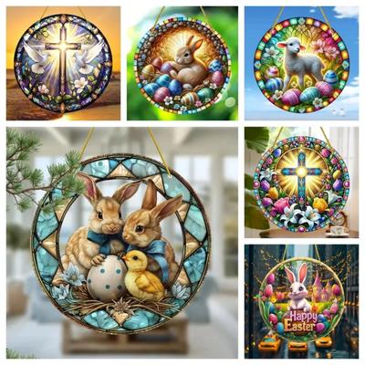 Pegador de Páscoa, Decoração Redonda de Acrílico para Pendurar, Decoração Inovadora para Casa, Perfeita e Durável para Quarto, Loja, Escritório, Cozinha
