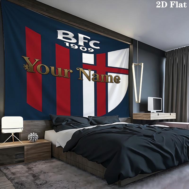 Bologna Fc Custom Name Wall Tapestry Aesthetic Wall Hanging Printed Fabric Blanket Decorative Tapestries For Bedroom Living Room Home Decor