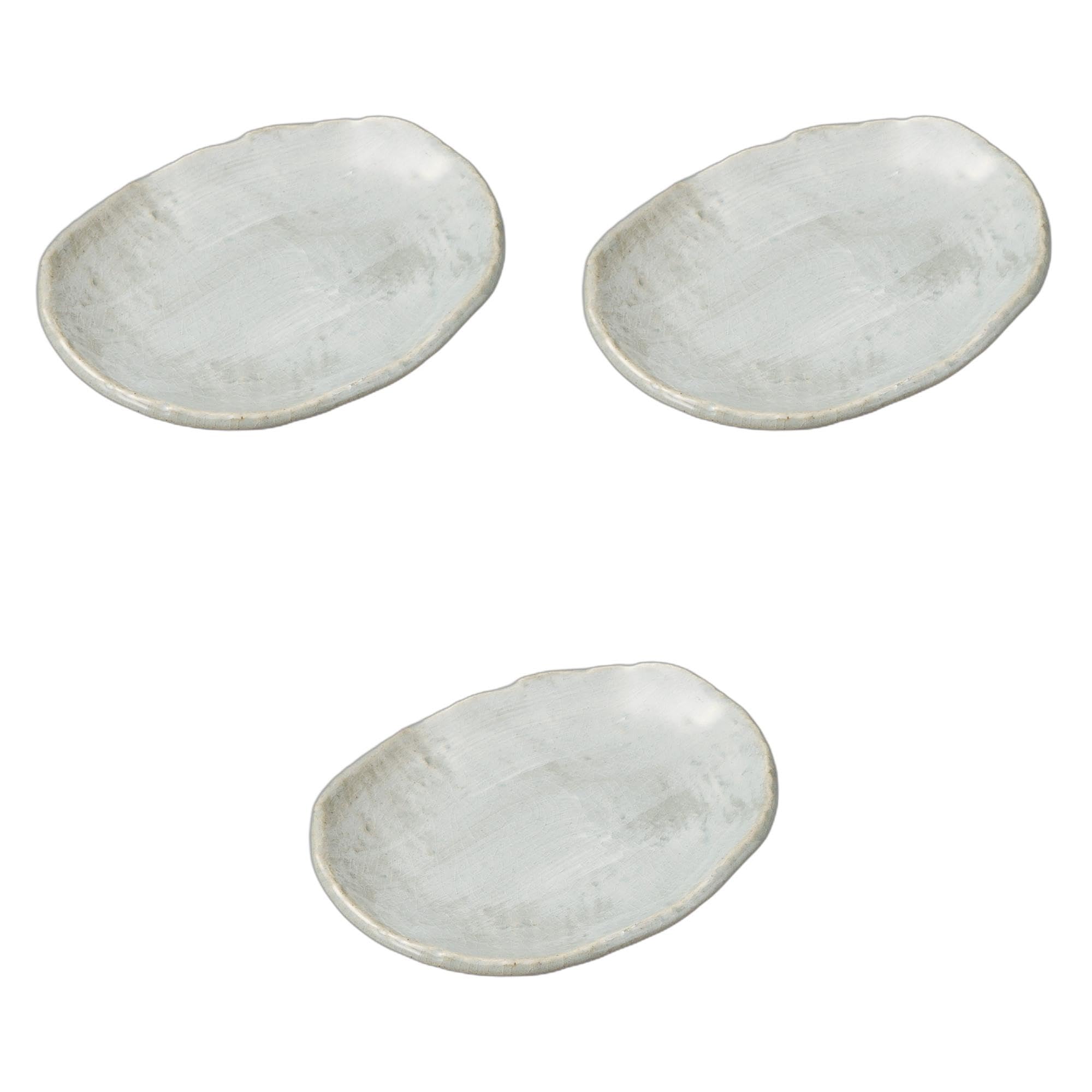 

Набор из 3 керамических тарелок на ножках Голубое облако , с матовой поверхностью x x Керамические керамические тарелки от Setomonohonpo [18 14.3 2.3 см]