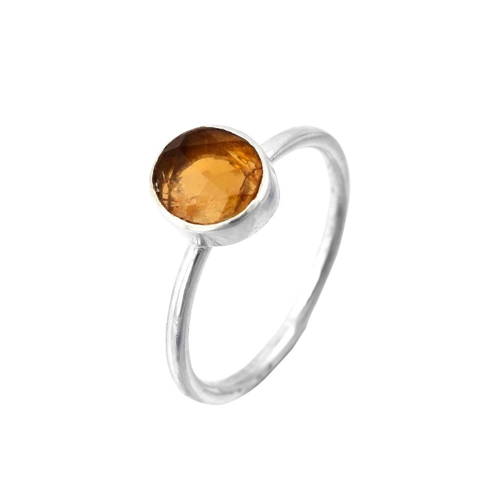 925 Sterling Silver Natural Yellow Rose Cut Tourmaline Ring 8 US Gift