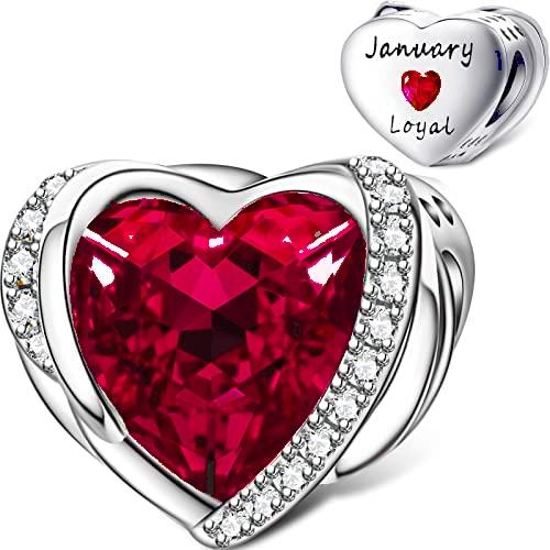 December Colored Zircon Sea Heart Birth Stone copper Talisman D Bead Charms Compatible With for Bracelets Necklaces Do It Yourself Birthday Party Gift