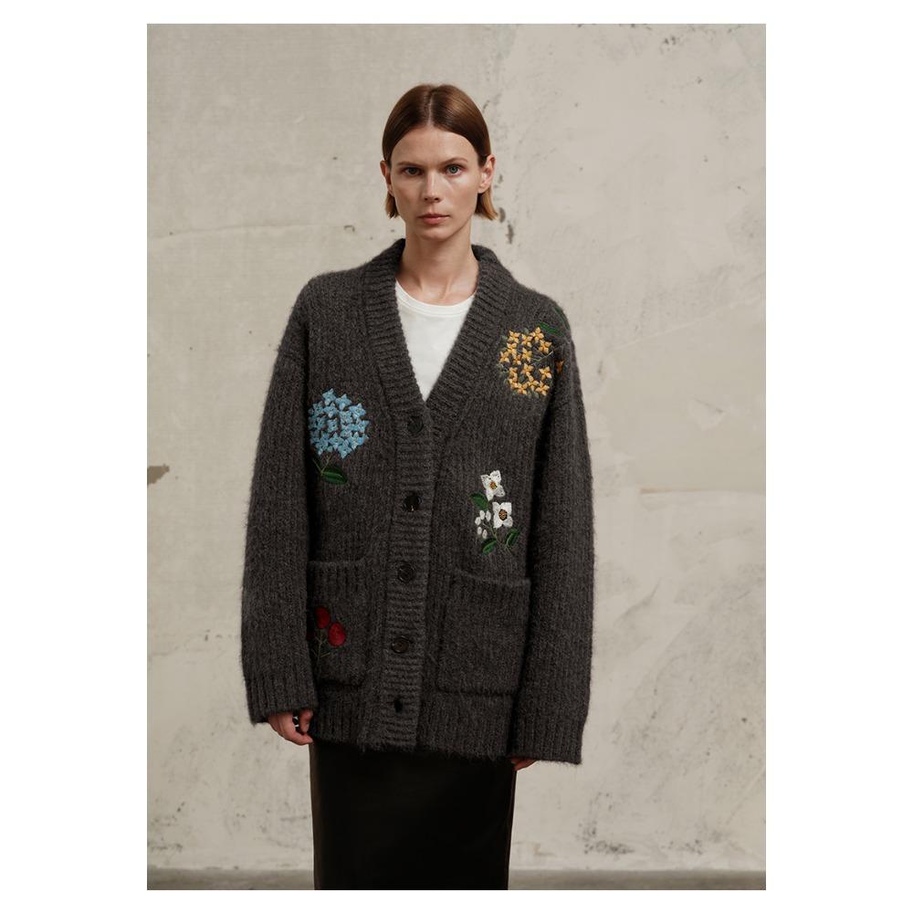 DIMANAF 2025 Plus Size Autumn Sweaters Coat Cardigan Pockets Women Pattern Printing Buttons Sweaters Knitting Loose Sweater