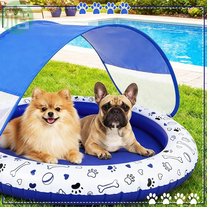 

Inflatable Dog Pool Floats for Small to Large Pets, Built-in Snack and Toy Area, Outdoor Lake Travel Use синий