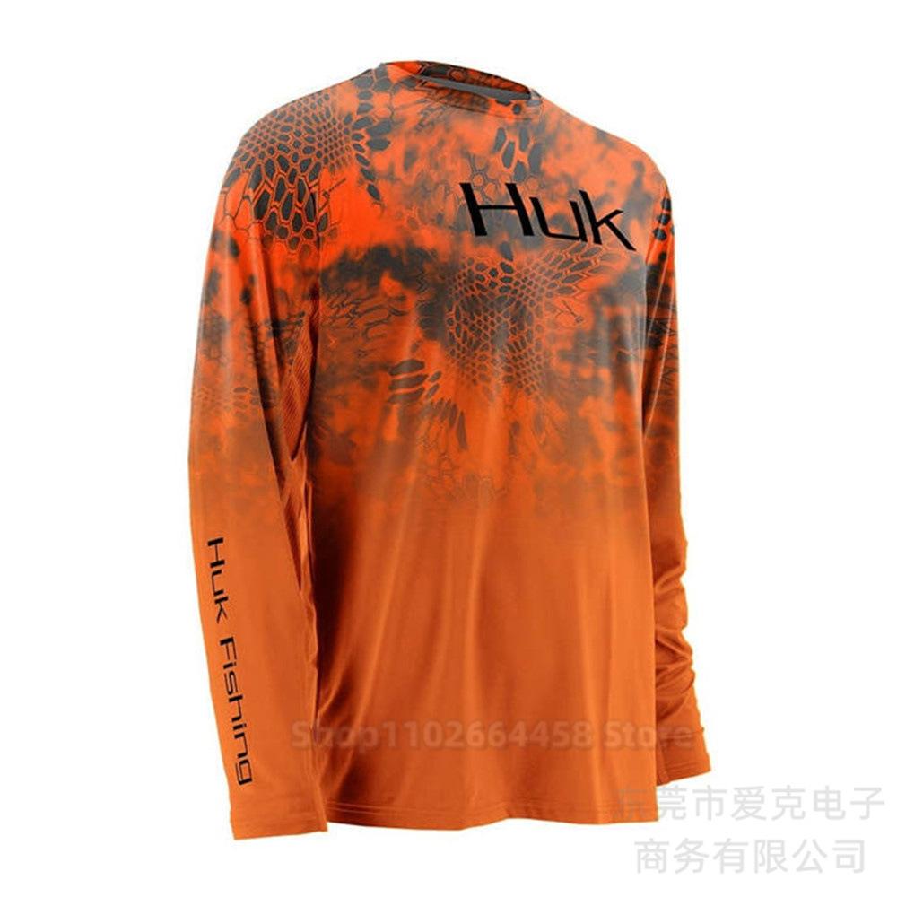 HUK fishing suit sun protection summer outdoor sports long-sleeved Uv protective fishing shirt quick drying top men