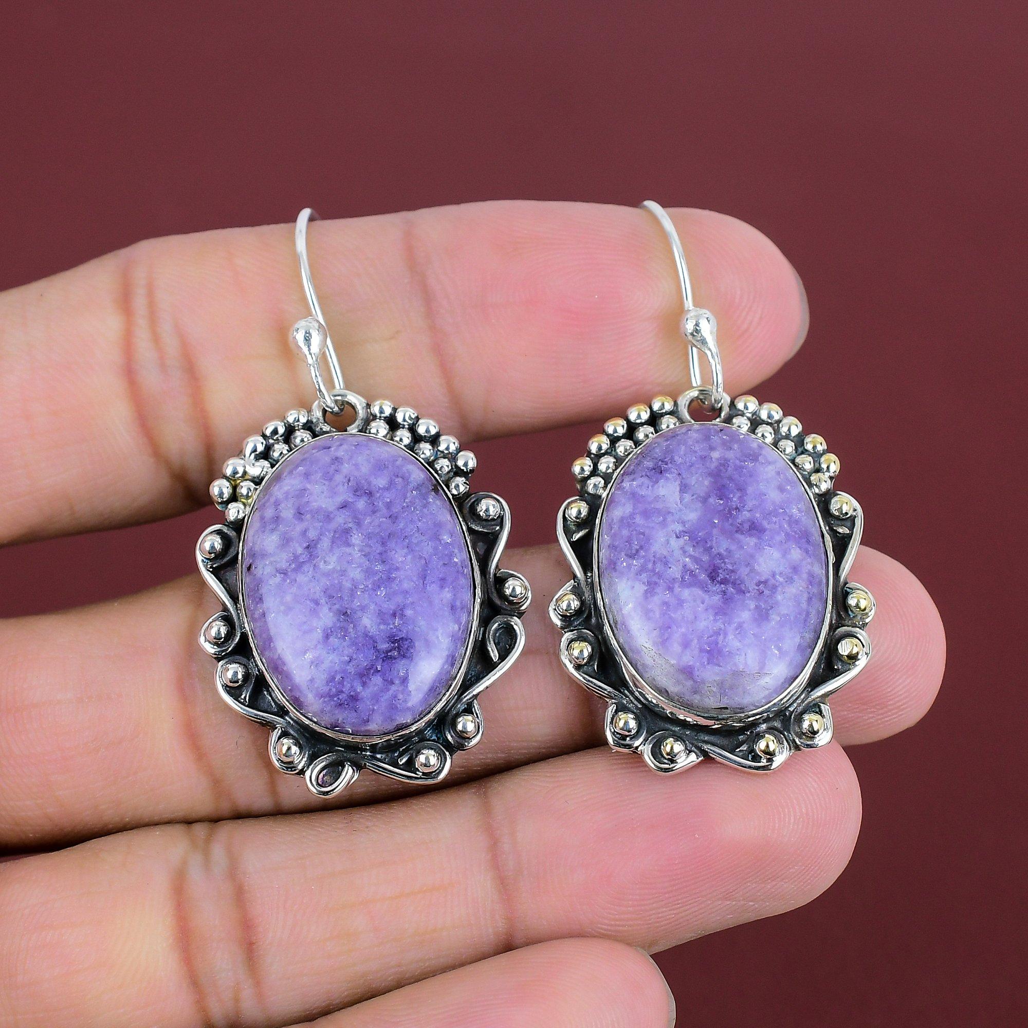 Lepidolite Earrings Gemstone Earring 925 Sterling Silver Earring Handmade Jewelry Very Pretty Dangle Earrings Gifts For Her Wedding Jewelry
