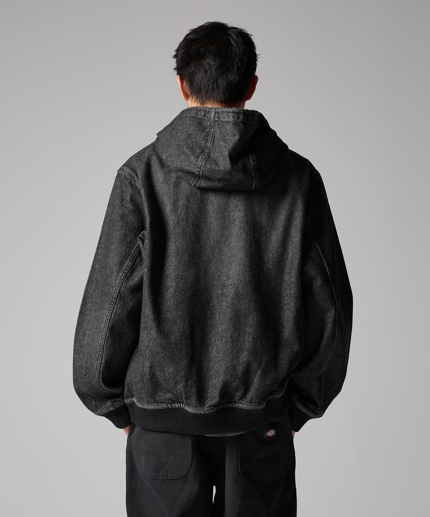 Dickies Wellenlogo Denim Reißverschluss Hoodie Schwarzer Denim