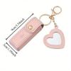 2pcs Portable Leather Lipstick Bag Makeup Pouch Lip Balm Bag Keychain Holder Lipsticks Protective Cover With Mirror