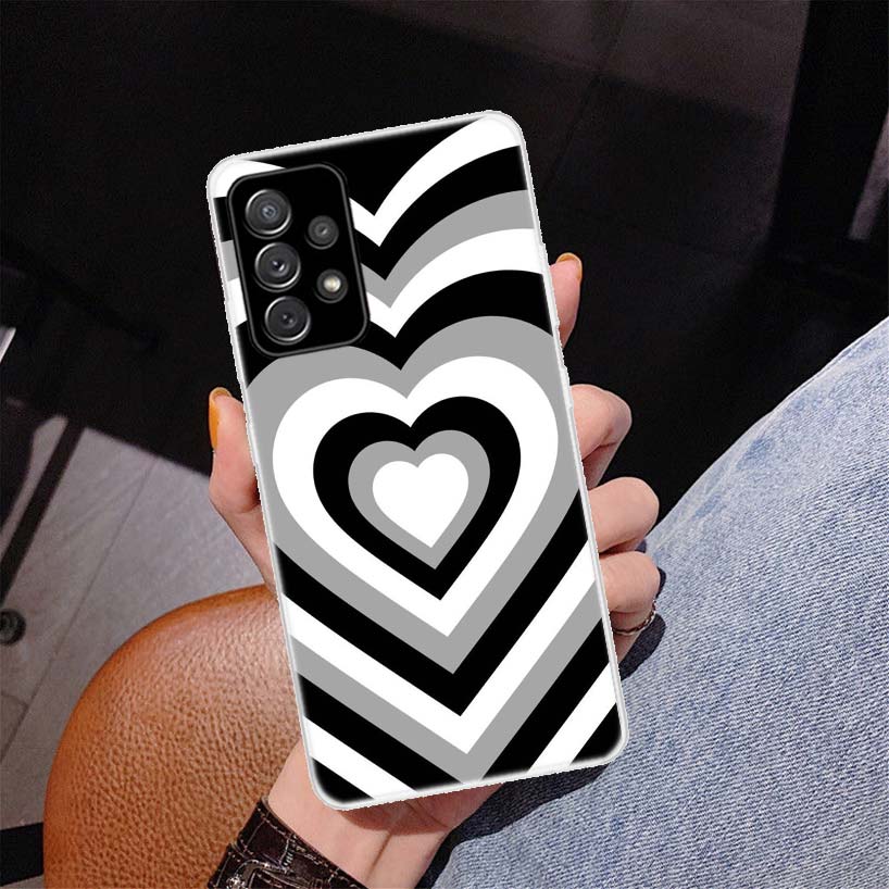 Fashion Purple Heart Swirl Circle Cover Phone Case For Samsung Galaxy A53 A52 A73 A72 A12 5G A13 A22 A23 A32 A33 A02S A03S A42 A