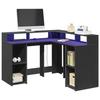 VidaXL Bureau avec lumières LED noir 130x130x91 cm bois d'ingénierie, bureau d'ordinateur, bureau d'écriture, meuble de 3309448
