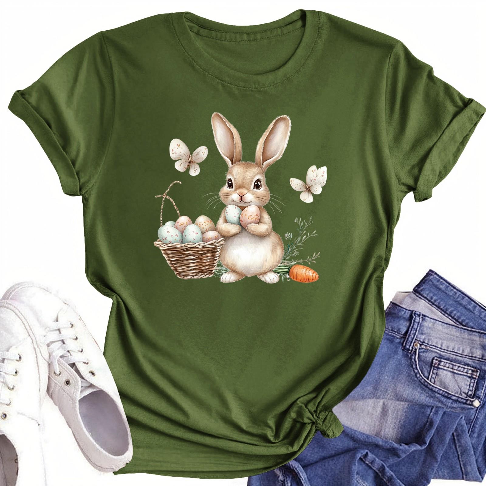 

Женская повседневная футболка с круглым вырезом и короткими рукавами с принтом L армия зеленый