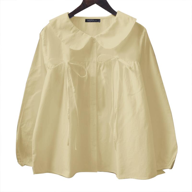 

ZANZEA Женская повседневная блузка с длинным рукавом и воротником-стойкой S