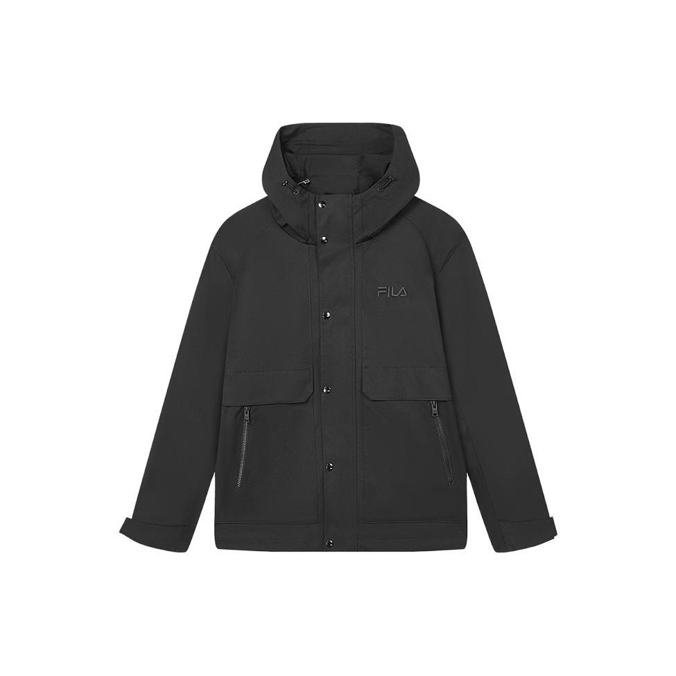 FILA X The Met Collaboration Solid Color Zip-Up Hoodie Jacket Men jackets Black F11M348701F-BK