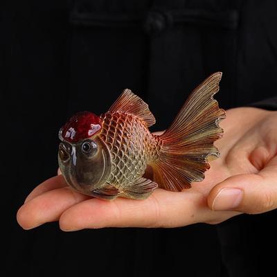 Peixe Dourado Criativo que Muda de Cor Pet de Chá Ornamento Nutritivo Carpa Jogadores de Chá Usam Atração de Riqueza Para Decorar Ornamento