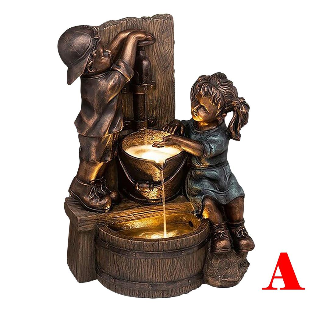 Latest Boy & Girl Sculpture Bath Pressure Water Statue Courtyard Resin Craft Garden Ornaments Garden Decoration Statue