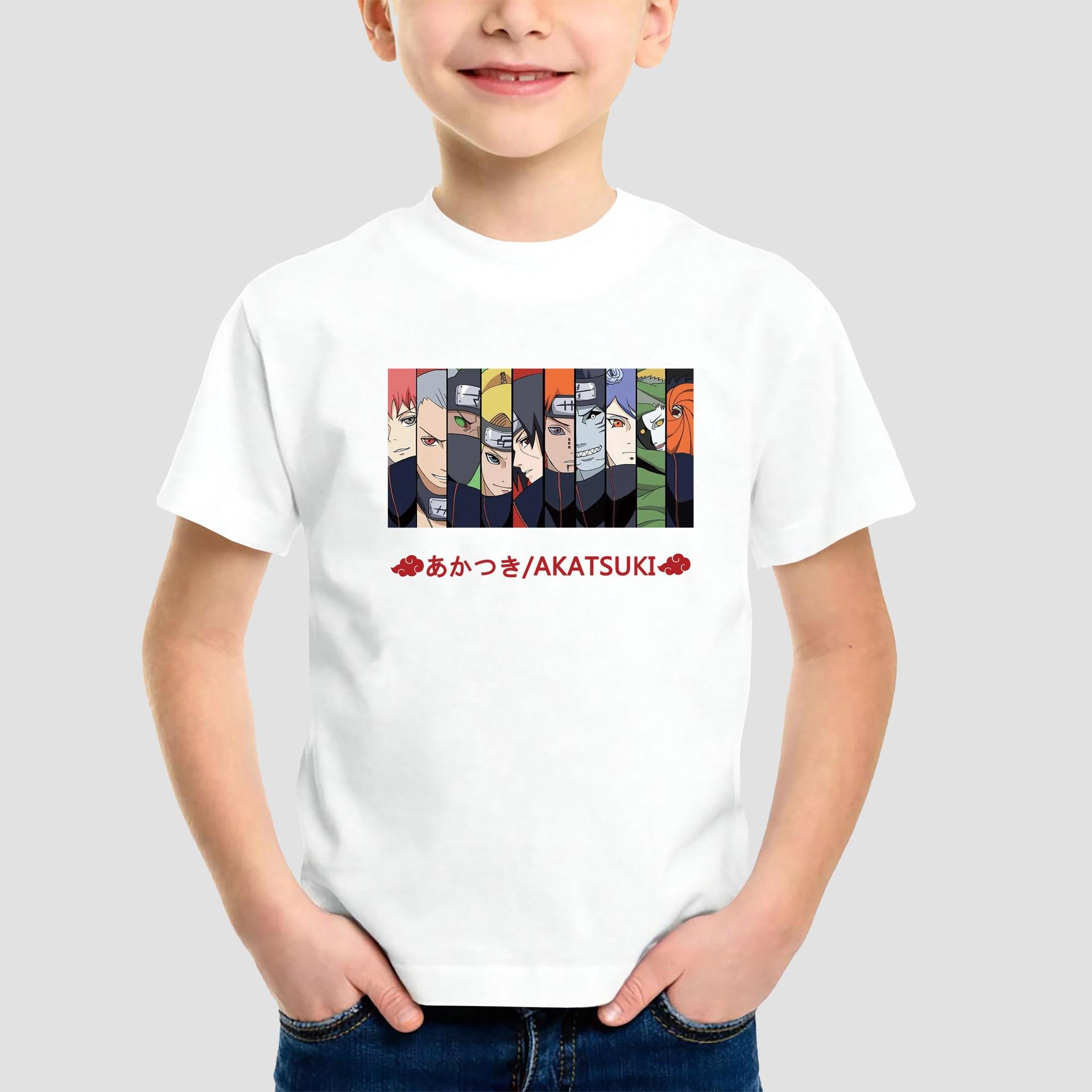 

Летняя футболка с круглым вырезом, 3D-принтом персонажей Наруто Акацуки, модная повседневная футболка с коротким рукавом для детей, мальчиков 130 белый