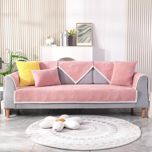 Samt Plaid Sofa Abdeckung Moderne Einfache Anti-Slip Sofa Kissen Handtuch Einfarbig Verdickung Universal Warme Plüsch Sofa Armlehne