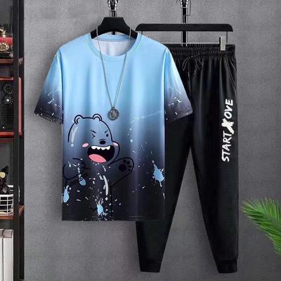 2022 Summer Youth Sports Set: Men's Short-Sleeve Tee & Light Trousers