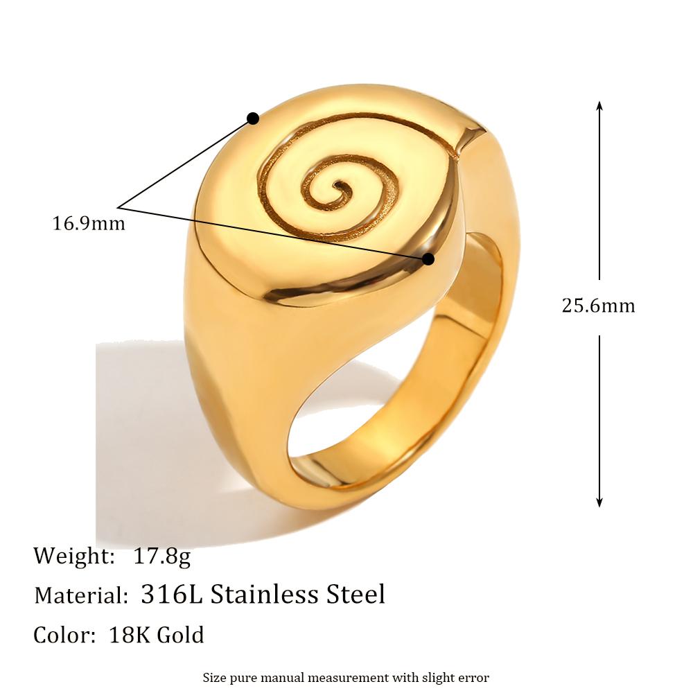 MamacitaSlay 2026 New Design Spool Spiral Texture Rings 18K Gold Plated Stainless Steel Waterproof Jewelry Women's Simple Gift
