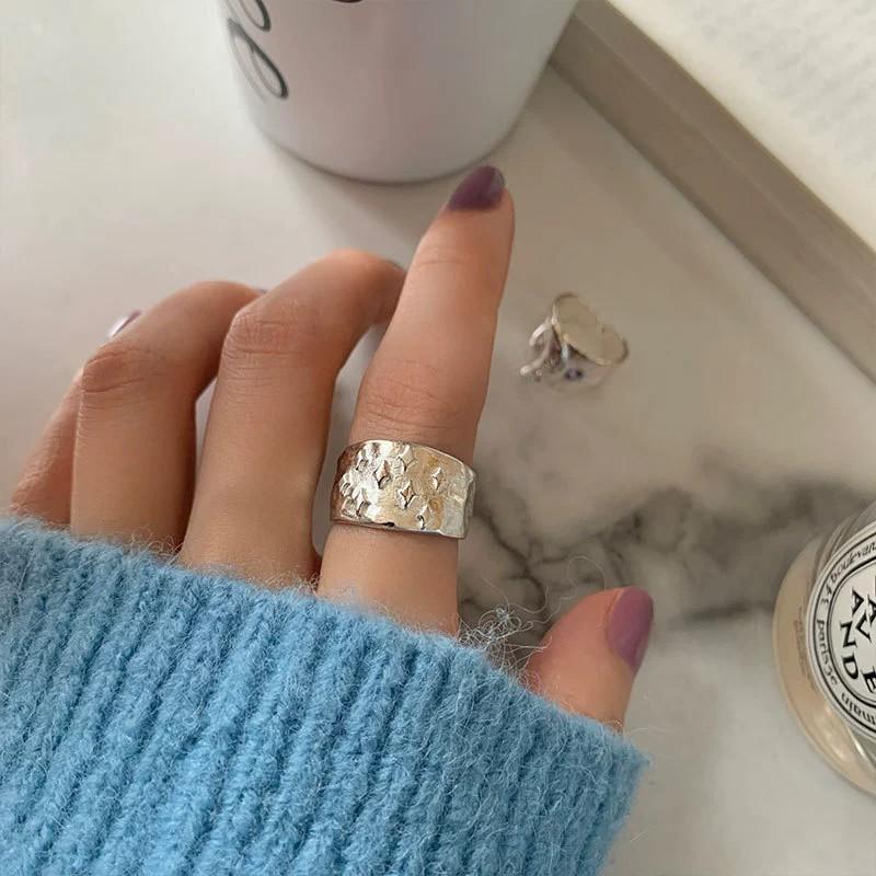 VENTFILLE 925 Sterling Silver Frosting Ring For Women Minimalist Irregular Versatile Fashion Elegant Jewelry Gift Dropshipping