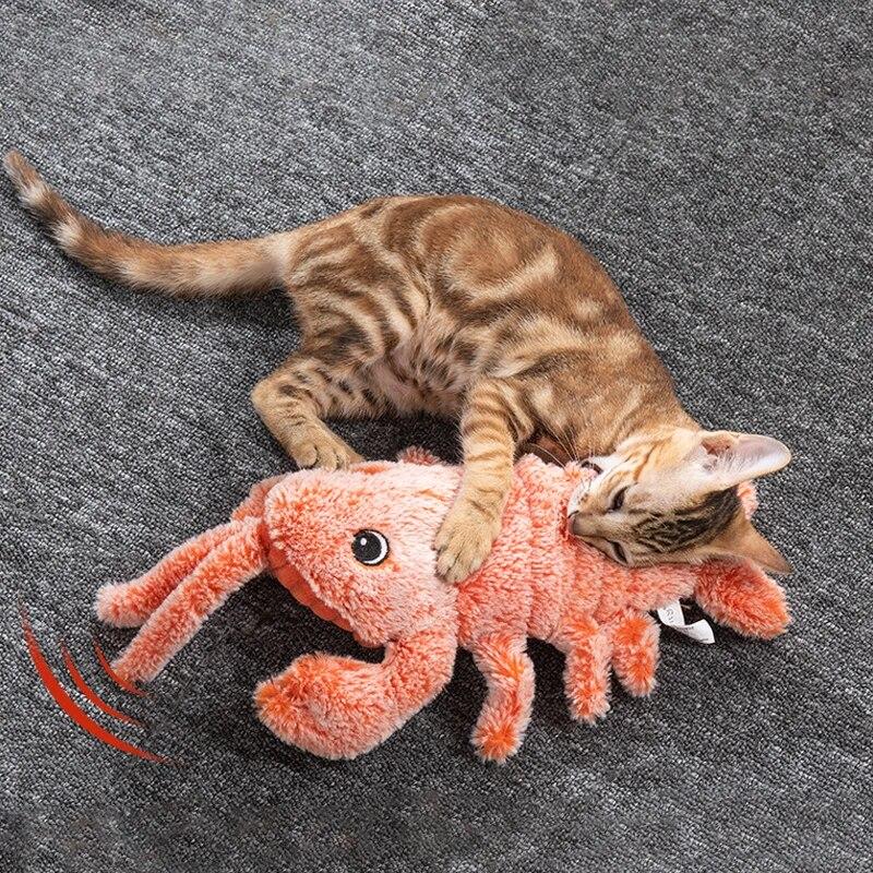 Simulare electrică homar săritură pisică jucărie lavabilă jucării amuzante de pluș pentru câini pisici copii cu încărcare USB jucării interactive pentru pisici