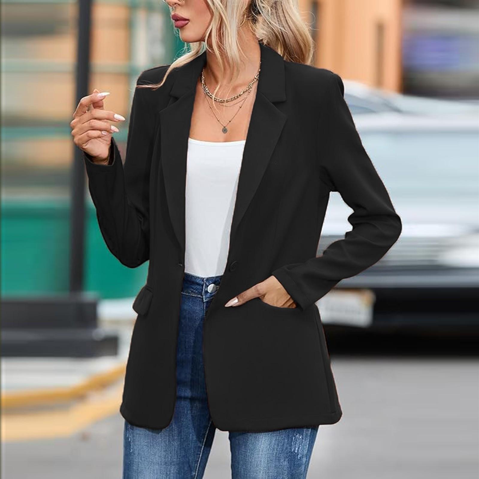 

Женские куртки на пуговицах осень повседневная ветровка пальто куртка верхняя одежда с карманами XL чёрный