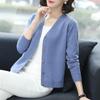WTEMPO Large Size Long Sleeve Button Sweater Cardigans Solid Color Women's Casual Versatile V-Neck Loose Knitted Cardigans