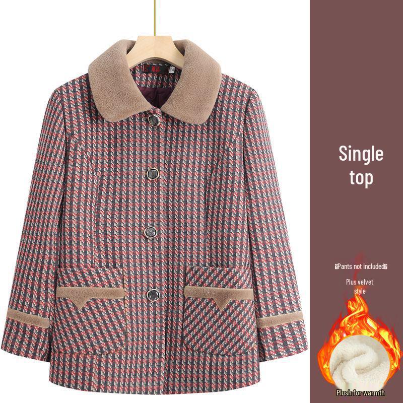 

Women s Plus Size Winter Velvet Lapel Top - Cozy Loose Fit for Elderly XL (80-105 lbs)