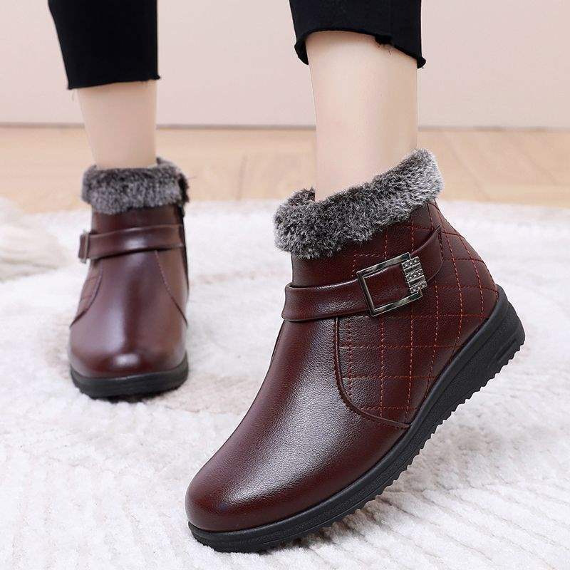 Shoes Women's 2025 New Cotton Shoes Women's Winter Velvet Thickened Snow Boots Wear-resistant Non-slip Thick-soled Middle-aged and Elderly Short Boots