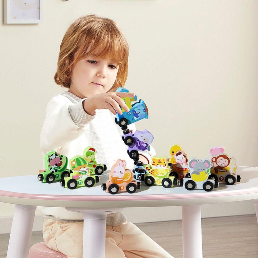 Wooden Magnetic Number Train Toys Number Dinosaur Children's Digital Learning  Kids Gift