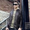 Giacca in pelle da uomo, giacca in pelle lavata, stile motociclista coreano slim