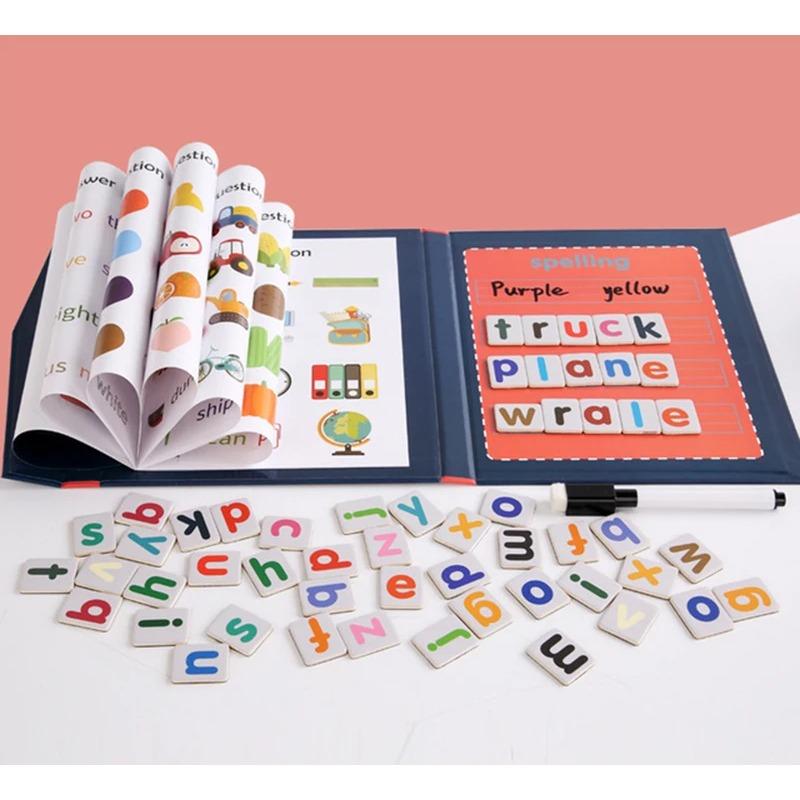 Baby Montessori Education English Alphabet Cards Magnetic Puzzle Toys Early Education Learning Words Writing Spell Teaching Aids