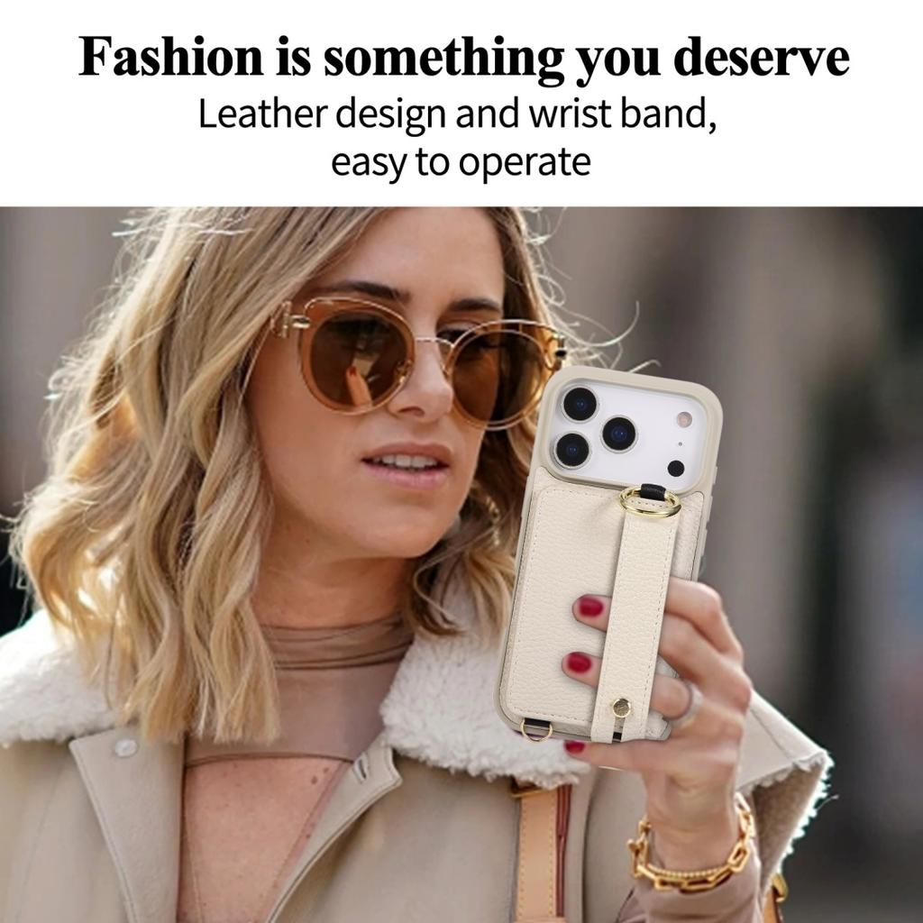 For iphone 17 16 15 14 13 12 11 Pro Max Air Case PU Leather Wallet Bag Grip Strap Holder Long Crossbody Lanyard Ring Clasp Cover