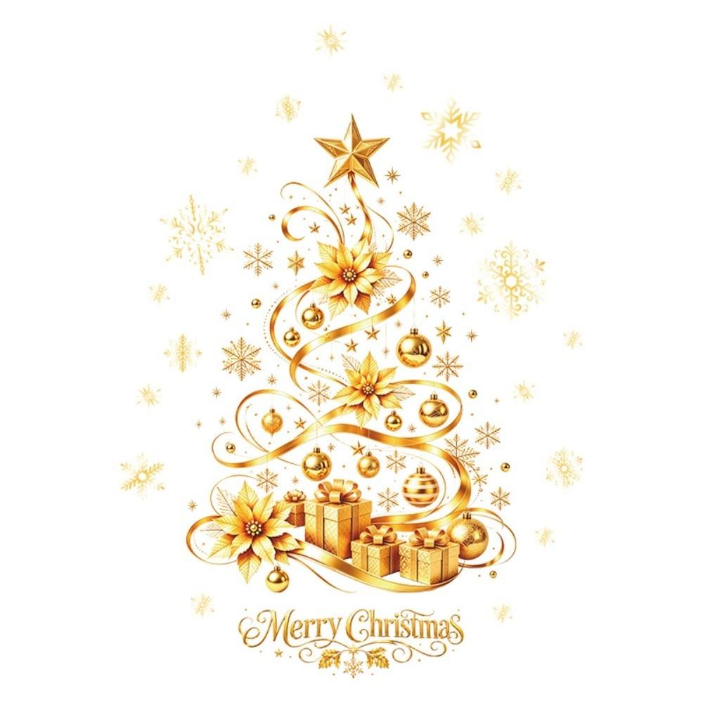 Large Christmas Tree Wall Sticker Star Bow Electrostatic Sticker Restaurants