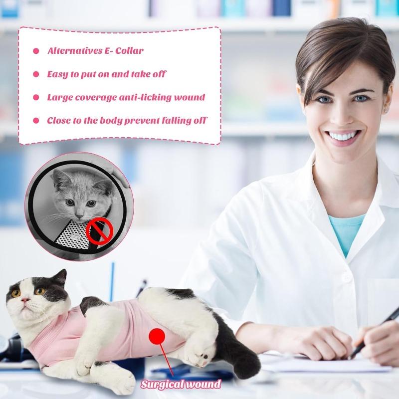 Cat Recovery Suit for Abdominal Wounds or Skin Diseases, Cat Onesie for Cats After Surgery Female Kitten Recovery Suit